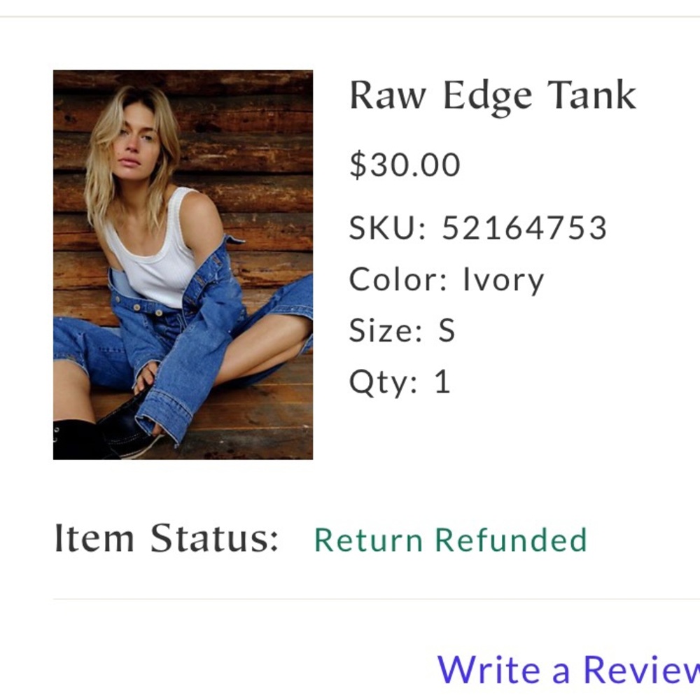 NWOT raw edge tank